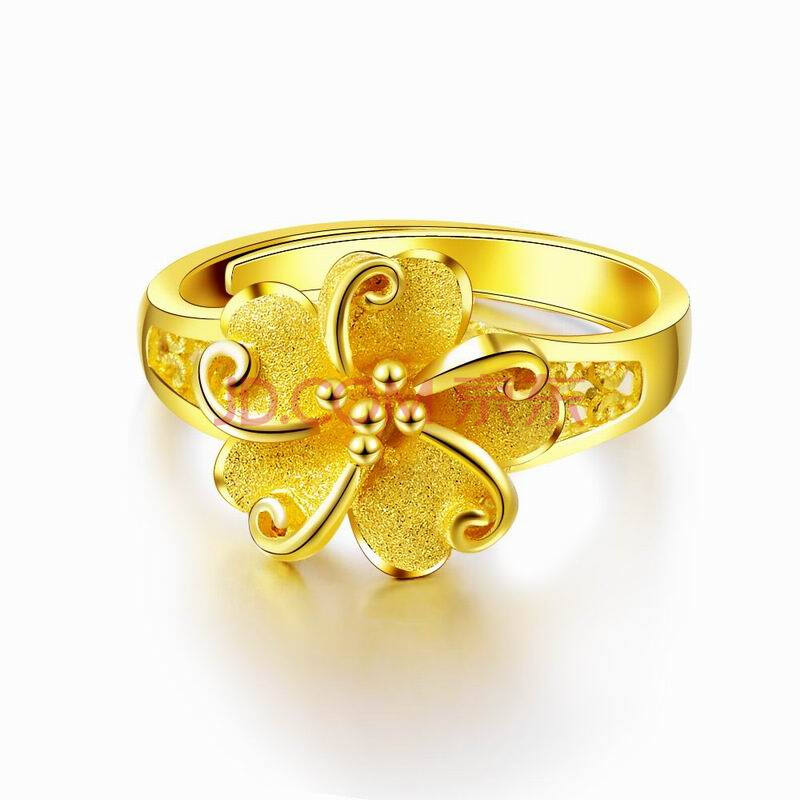 老福记 999千足金牡丹花黄金戒指 ljf0129 4.86g