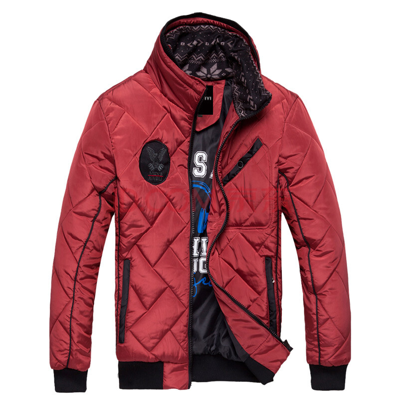 麦依亿 男士棉服短款棉衣男装外套修身休闲夹克 wj12208 红色棉衣 m