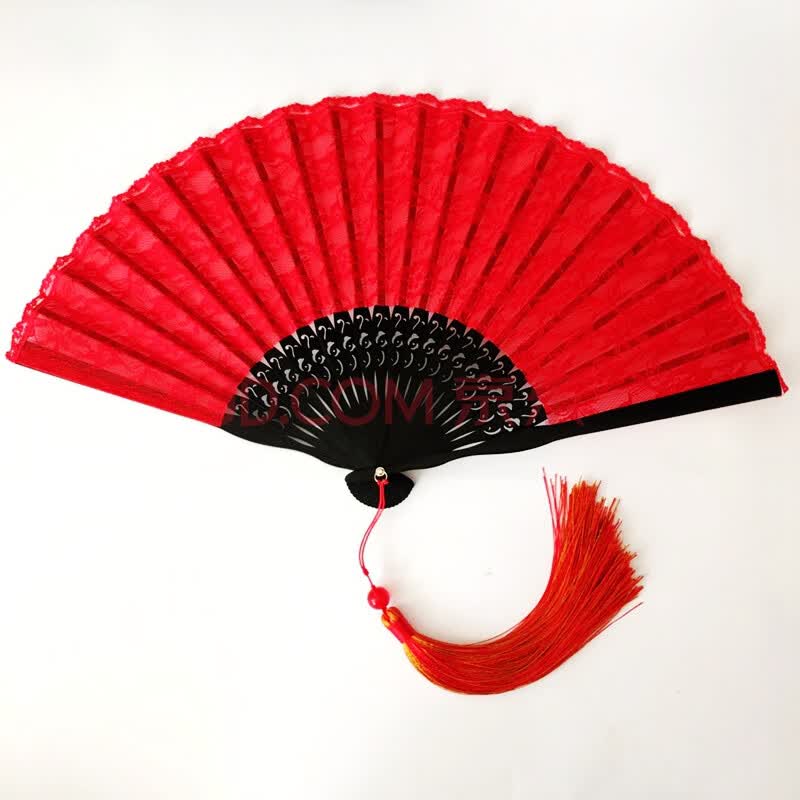 国风美少年同款扇子红昭愿舞蹈扇中国风女士折扇古风跳舞扇 红色