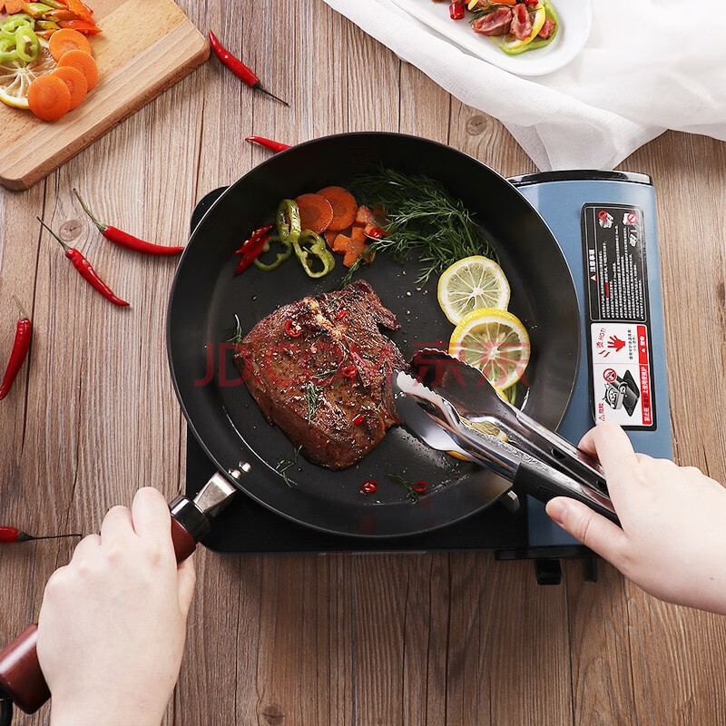 river light 极牌锅具 日本进口家用平底铁锅无涂层牛排牛扒铁板煎锅