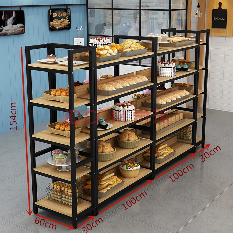 创意面包展架展示架零食中岛面包边架双面便利店货架自由组合超市