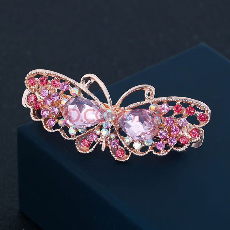 蝴蝶结发夹后脑勺发饰弹簧夹顶夹韩国发卡头饰夹子盘发刘海夹 粉色