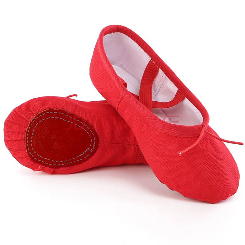 红舞鞋儿童女芭蕾舞鞋软底舞蹈鞋猫爪鞋形体练功帆布 红色 36