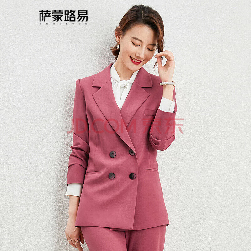 萨蒙路易时尚西装外套女2020年夏季韩版英伦风气质小西服 皮粉色西装