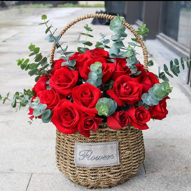 蔷薇恋鲜花速递2020新款手提花篮 生日探望开业祝福送花 全国同城实体