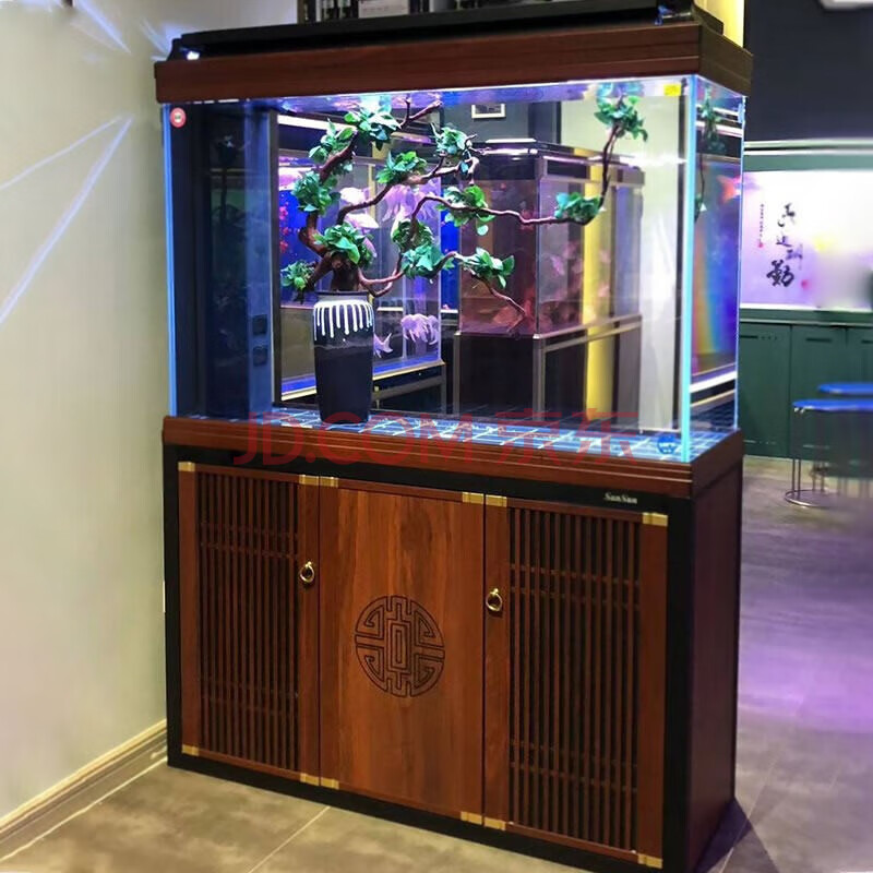 【破损包赔】森森超白鱼缸水族箱生态造景玻璃底滤大型鱼缸 客厅 超白