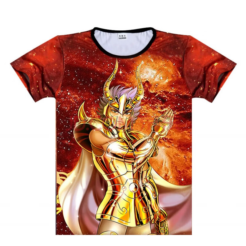 黄金十二宫圣斗士星矢t恤 装冰河一辉瞬紫龙卡动漫 款号2红色 s