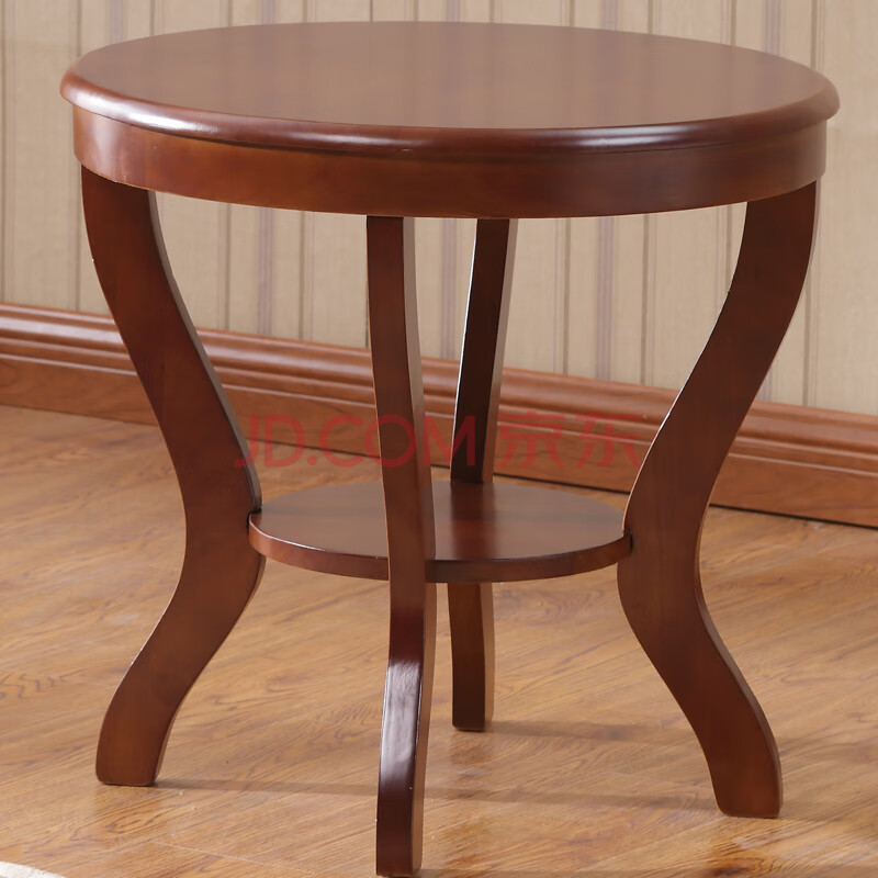 圆形沙发边几北欧小户型角几阳台60cm中式小圆桌 胡桃色圆几(全实木)