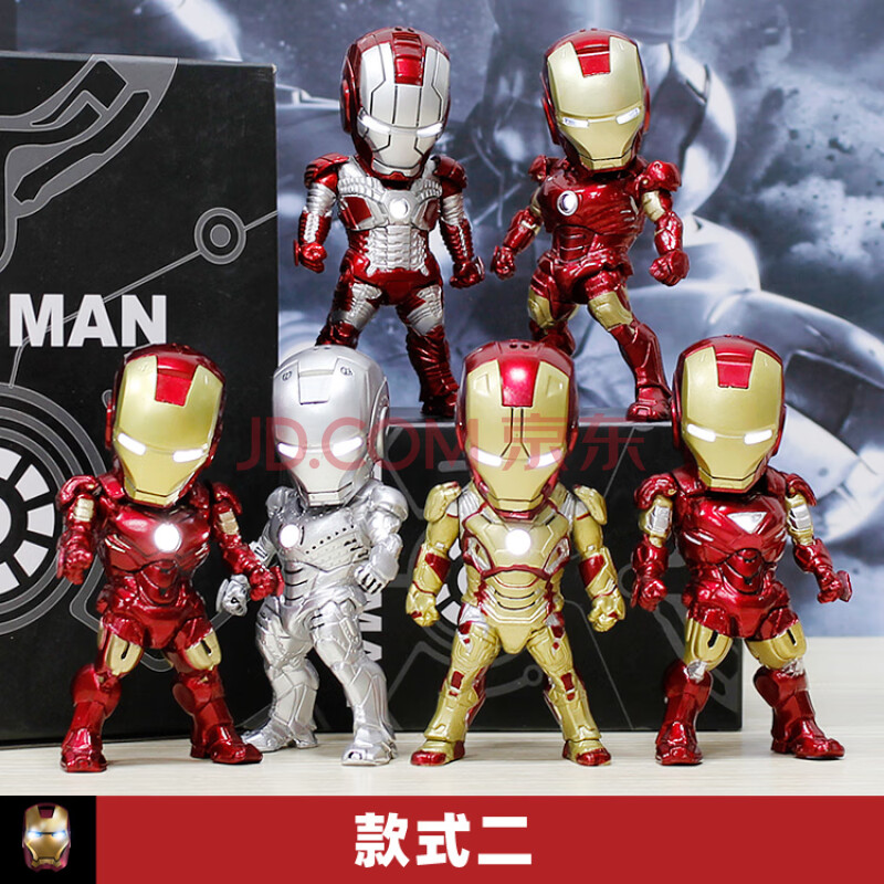 鋼鐵俠手辦迷你q版全套iron man模型復聯4玩具禮物可發光汽車擺件