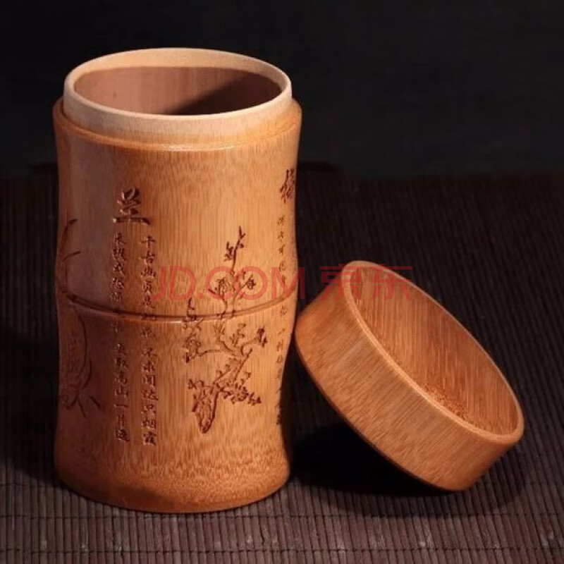 茶叶罐 竹筒罐 竹茶叶筒 竹茶叶罐 带盖竹雕茶叶罐竹制品竹工艺品cq