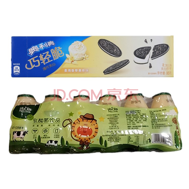【组】奥利奥巧轻脆柔滑香草慕斯味 馋大狮乳酸菌饮料 95g 100ml*6