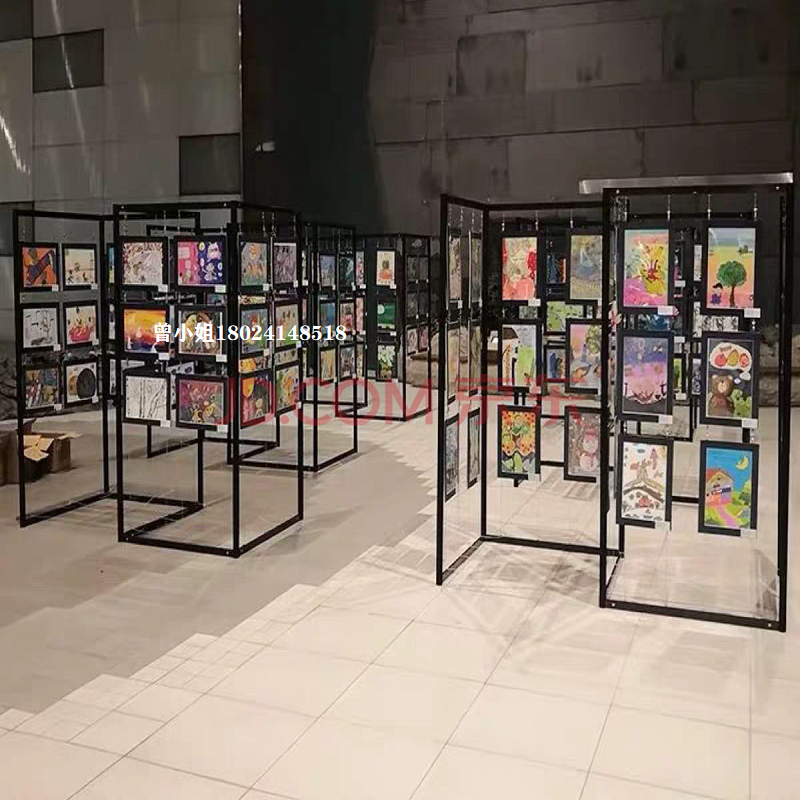 网红八棱柱展架幼儿园开学书画黑色八菱柱活动展示架学校作品展示挂画