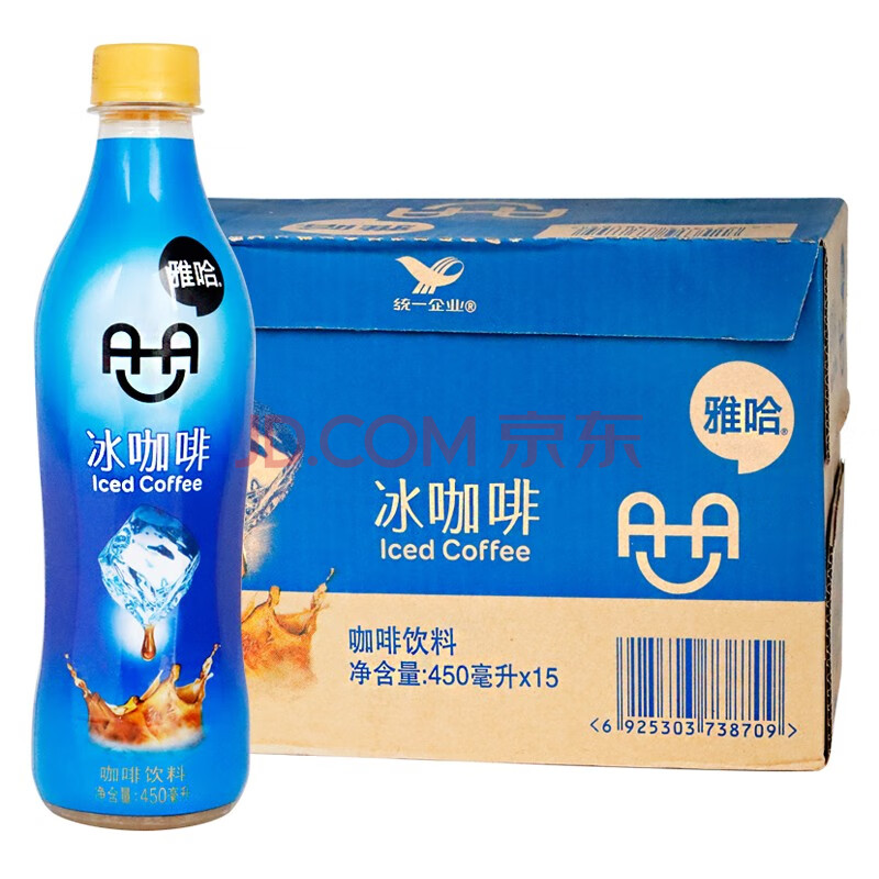 统一 雅哈 冰咖啡 咖啡味饮料 450ml/瓶*15瓶