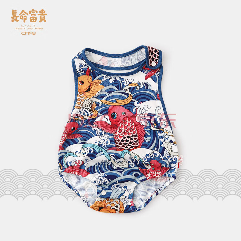 宝宝夏季纯棉肚兜三角哈衣包屁衣薄款婴儿衣服护肚连腿小兜兜红色