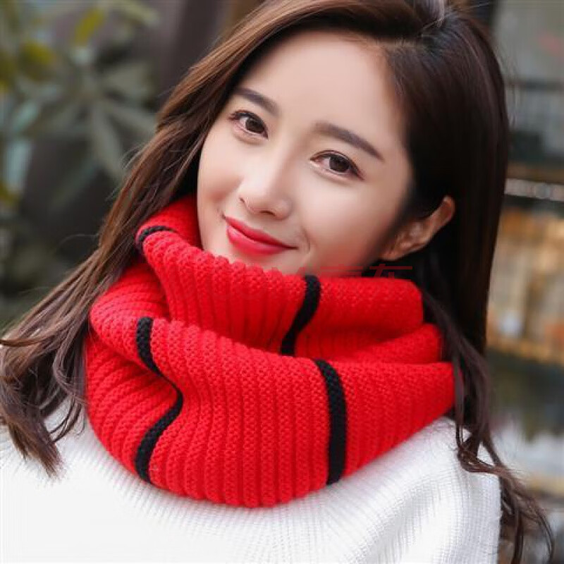 u韩版秋冬季围脖女学生保暖加厚毛线针织围巾套头可爱时尚百搭款乐迪