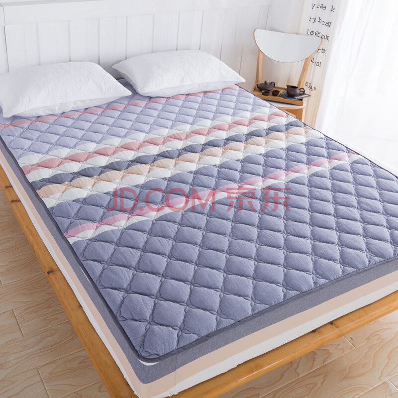 床罩床垫套子保护套罩席梦思床套防滑梦洁家纺同款 全棉卡米尔-灰紫