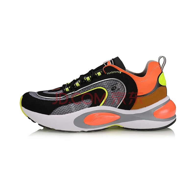 李宁跑步鞋男鞋夏季新款中国v8减震休闲鞋时尚运动鞋 标准黑/荧光焰橙
