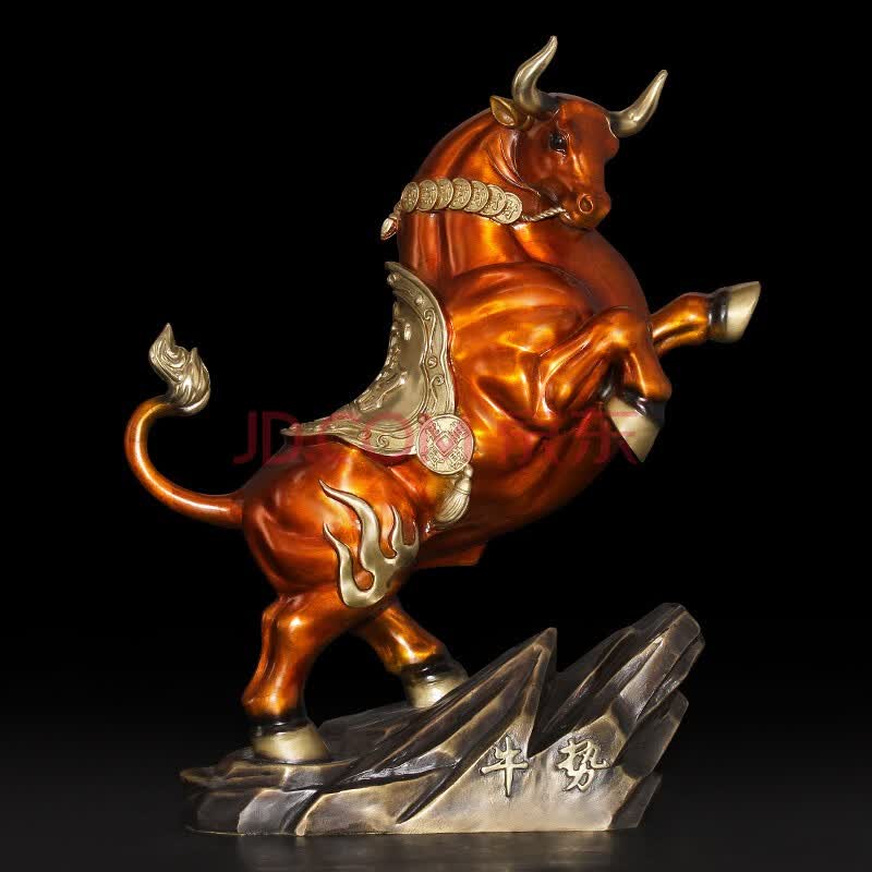铜指功 《牛势》2021牛转乾坤摆件纯铜招财牛抬头牛牛气冲天运势如虹