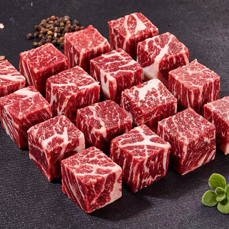 m9和牛 牛肉粒 牛肉串 火锅烧烤食材批发牛肉生鲜 1000g 袋装(送竹签)