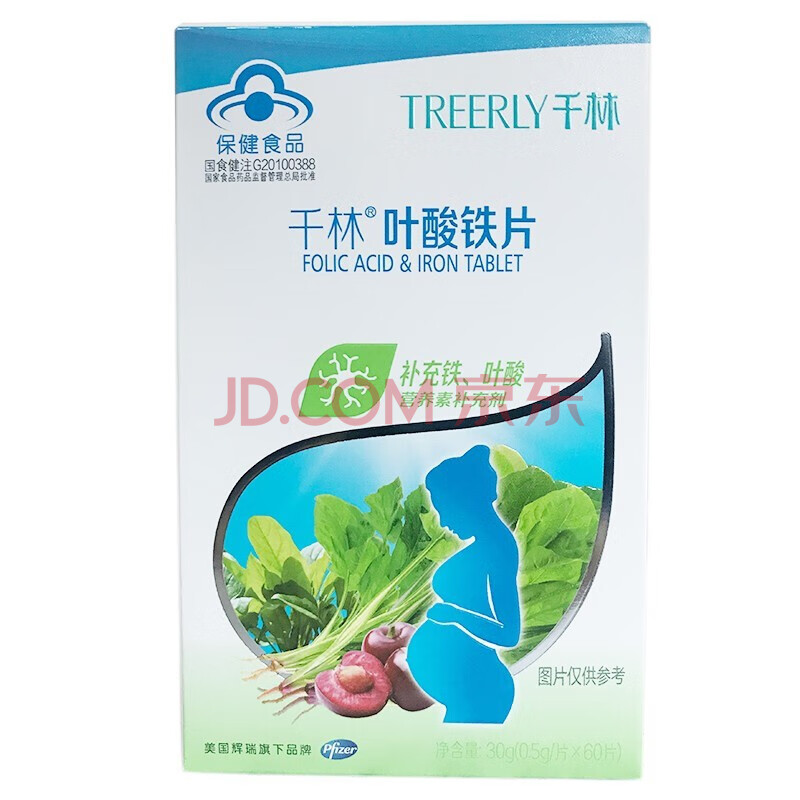 千林r叶酸铁片 0.5g*60片 孕妇备孕乳母补充铁和叶酸