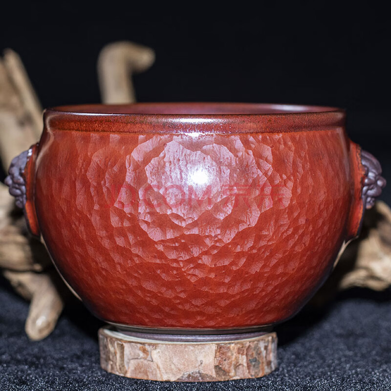 【柿红祥云风水缸】谢志璐 口径8.3 礼盒装 建阳建盏主人杯 h19-1101