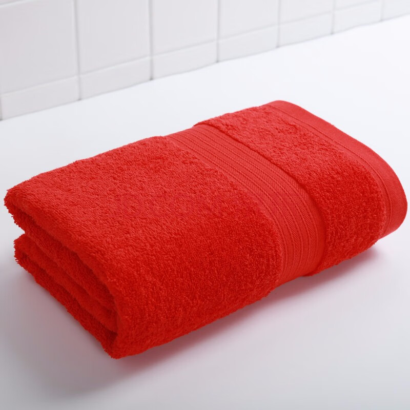 条装纯白大红素色毛巾洗脸干发面巾男女士家用全棉舒适吸水 487大红色