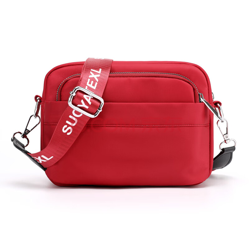 夏季时尚简约百搭休闲小包包女式手提防水尼龙单肩斜挎包 款式二红色