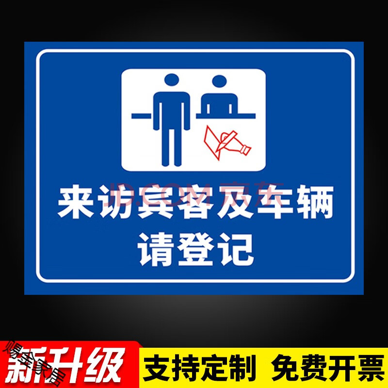 車輛請登記來訪人員保安室登記處出示證件減速慢行安全警示標誌提示牌