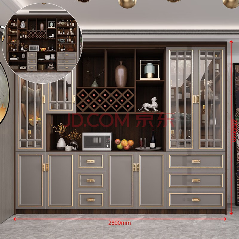 欧莎拉贝靠墙酒柜新中式餐边柜隔断柜门厅茶水柜新款轻奢客厅实木酒柜