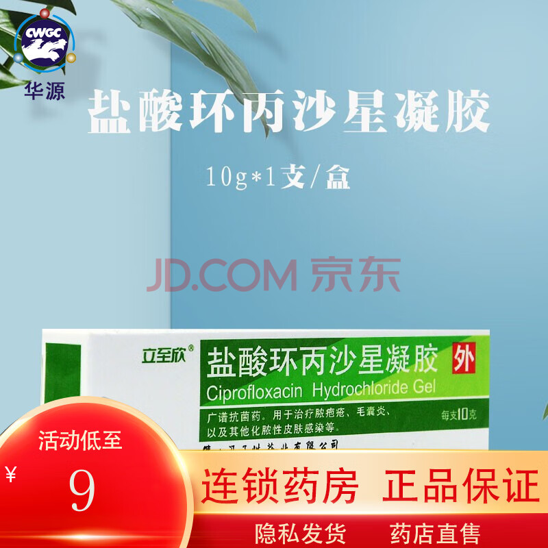 馮了性 立至欣 鹽酸環丙沙星凝膠 10g/支 用於治療膿皰瘡毛囊炎以及