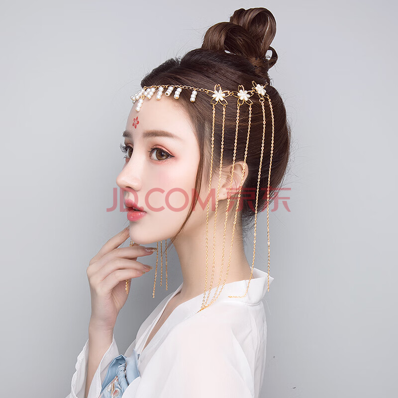 全套古风发饰眉心坠发箍古代额饰超仙流苏少女古装配饰品 额饰眉心坠