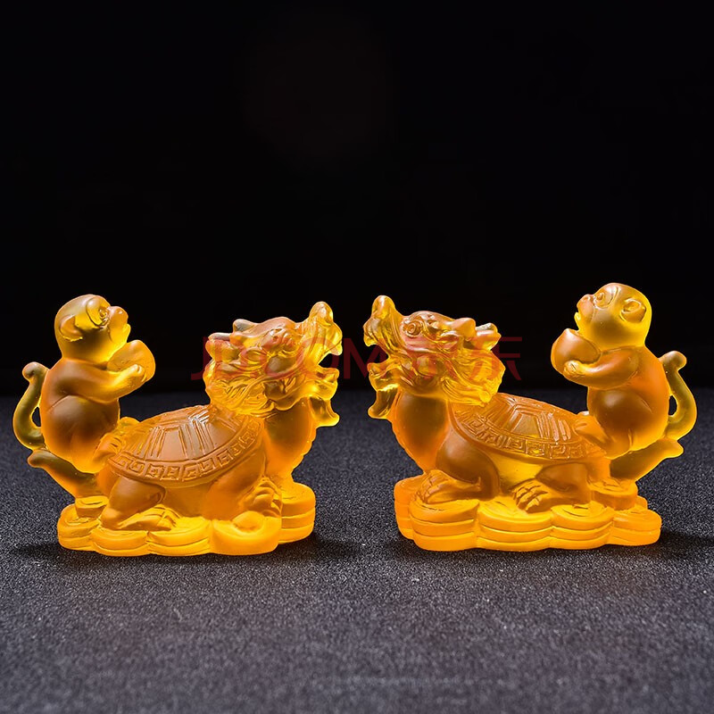 易明开光居猴龟保泰琉璃摆件2021牛年属鼠人吉祥物礼物客厅卧室装饰品