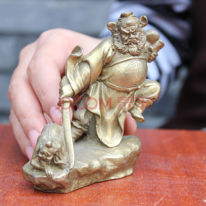 宇卓铜器纯铜钟馗黄铜钟馗站姿钟馗铜像家居佛堂工艺品摆件 高9cm钟馗