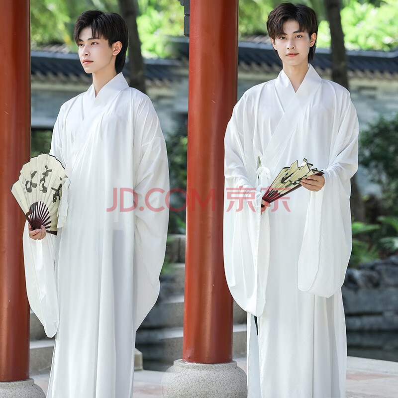 原创明制汉服男女长袍龙纹直裾男士传统民族风情侣道袍 白色内袍 2xl