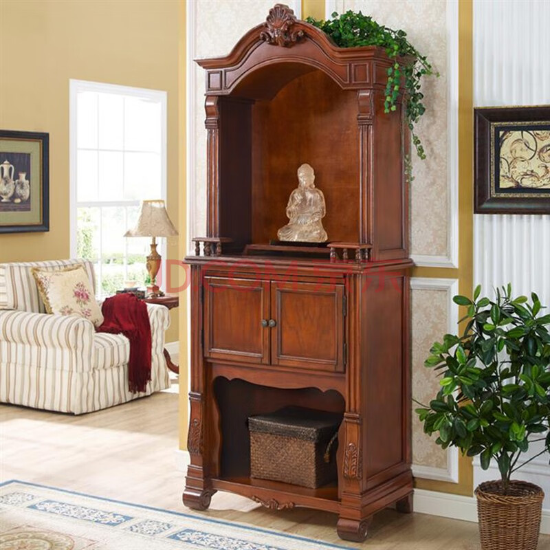 欧式实木佛龛立柜带门 观音财神祖宗牌位供台佛龛柜佛堂供桌神台 670*