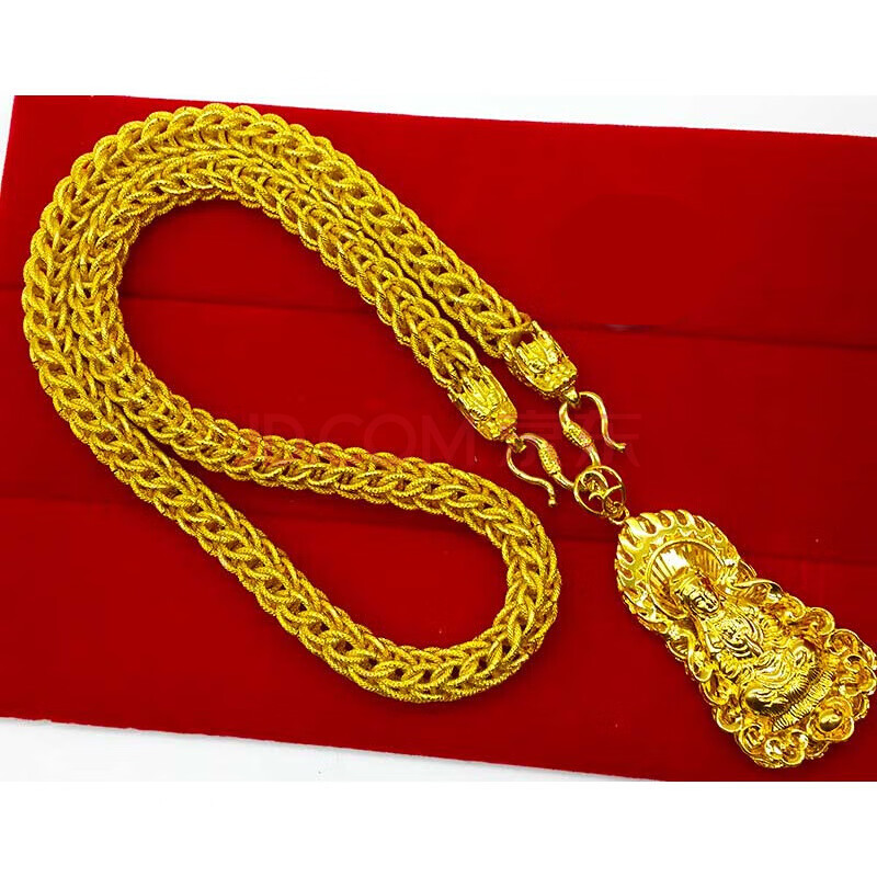 昂比熊越南沙金项链男大金链子不易掉色泰金龙头金色首饰 龙骨 观音