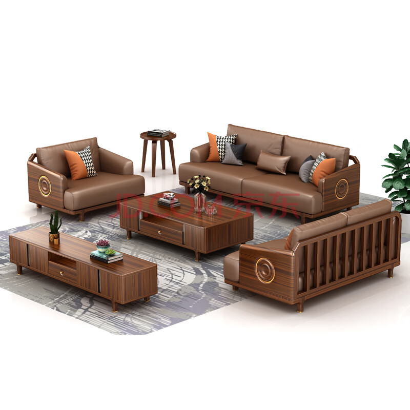 沙发组合简约客厅轻奢科技布123沙发套装成套布艺小户型家具 双人位