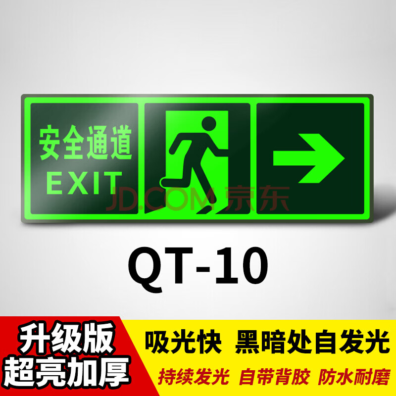 安全出口疏散指示标志夜光消防逃生通道墙地贴警示标识指示牌应急 qt