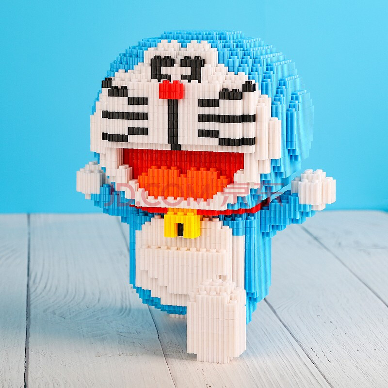 嗨彩拼哆啦a梦蓝胖子兼容乐高微型小颗粒拼插装积木成年人高难度男