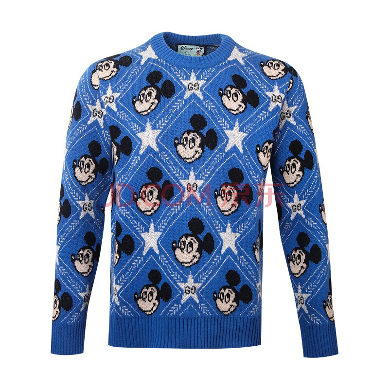 古驰gucci 男士蓝色米奇图案针织毛衣 601563 xka57 4318 xs 码