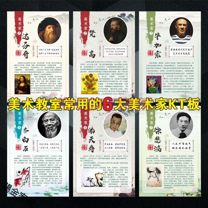 画室美术教室布置画家简介名人名言挂图美术家激励标语海报 美术家常
