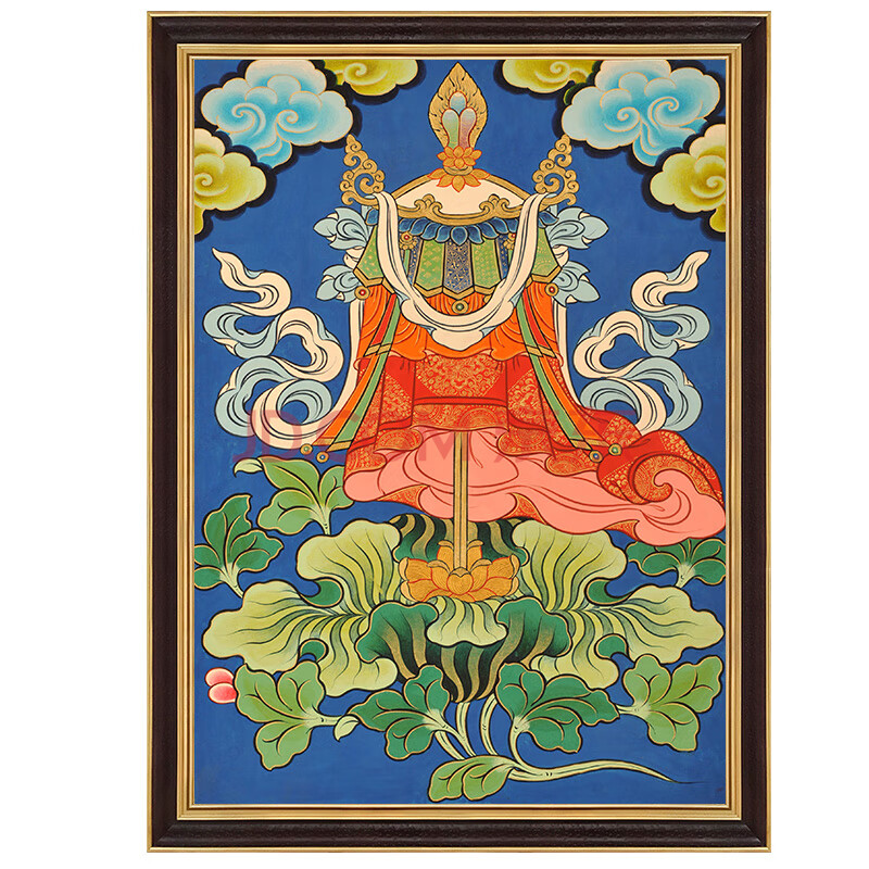 瑞杰 手工描金唐卡 佛教题材花卉法螺宝伞装饰画吉祥供品 八吉祥 吉祥