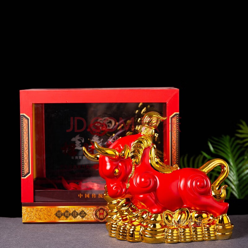 锌梁 景德镇陶瓷酒瓶5斤装金牛艺术酒坛白酒瓶牛创意摆件支持定制