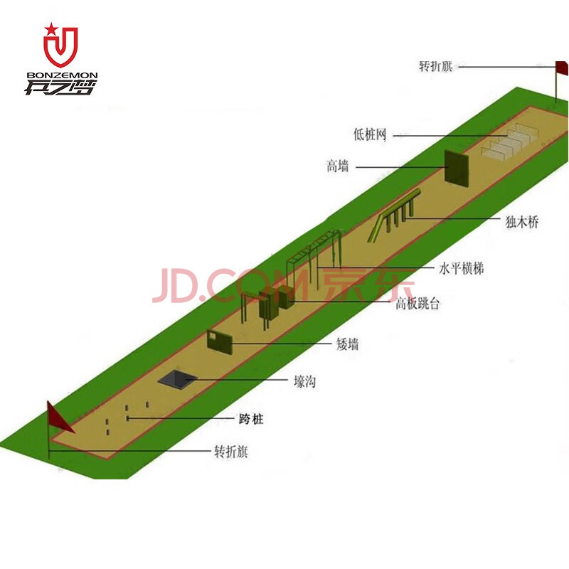 式400米障礙戶外訓練器材 拓展場地固定式訓練設備 (不含安裝和壕溝)