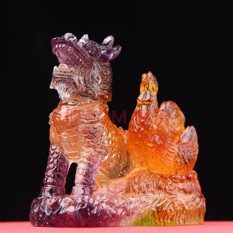 2021年属龙破化太岁化解龙鸡吉祥物和合生肖龙丹凤守禄琉璃摆件 龙鸡