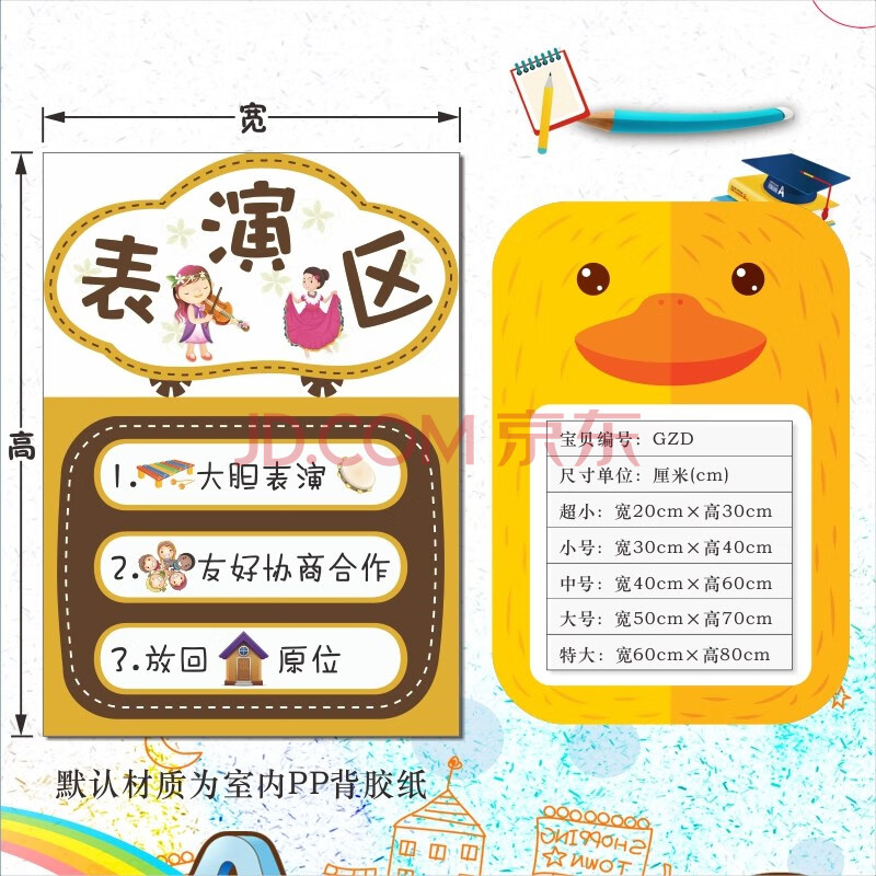 幼兒園區角牌區域規則進區牆貼紙閱讀科學表演建構區班級佈置標誌 gzd