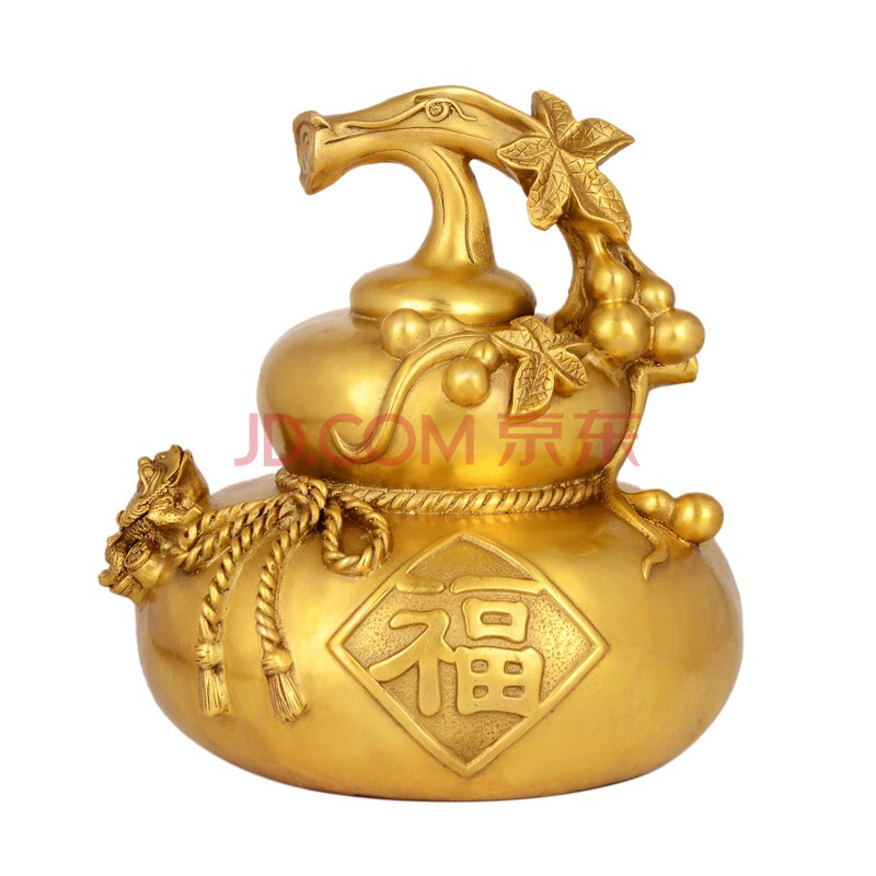 宏图好运铜葫芦摆件铜金蟾双面福字大号葫芦客厅家居装饰摆件 金蟾