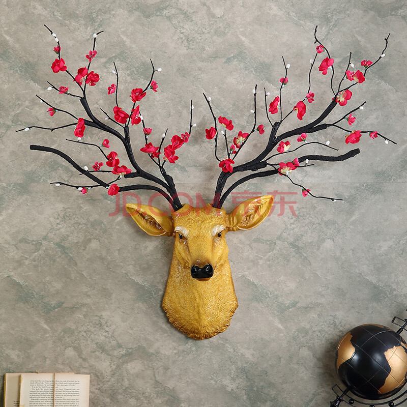 餐厅墙上挂件美式创意酒店酒吧玄关墙面装修饰品室内背景墙假花挂饰