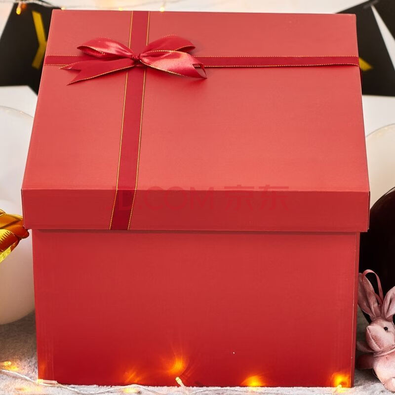 盒创意男女生日礼物包装盒特大号正方形礼品盒空盒子aa 红色金边丝带