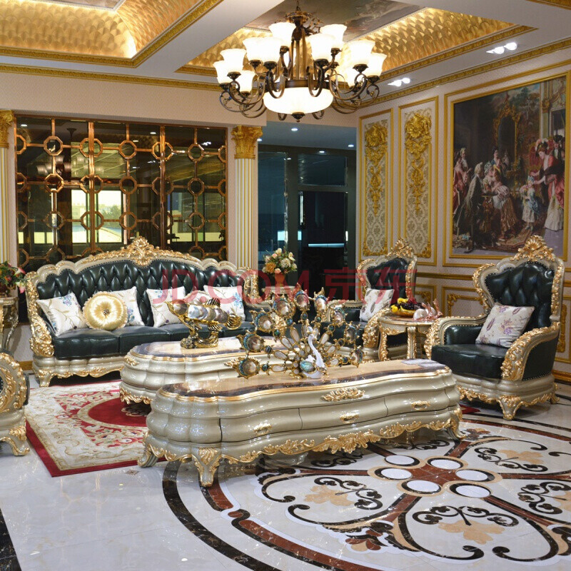 沙发厂 欧式特大款沙发 实木雕刻头层别墅酒店大堂豪华 1 1 2 4沙发
